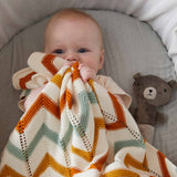 ZIG-ZAG KNITTED BABY BLANKET - BRICK