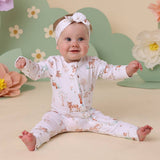 WOODLAND TALES ORGANIC ZIP ROMPER