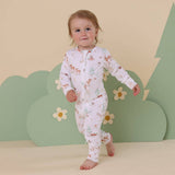 WOODLAND TALES ORGANIC ZIP ROMPER