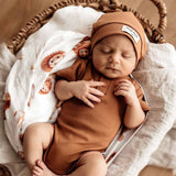 CHESTNUT RIBBED ORGANIC KNOTTED BEANIE