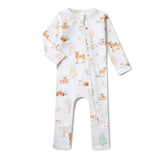 WOODLAND TALES ORGANIC ZIP ROMPER