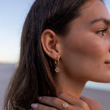 AURA EARRINGS - GOLD & ROSE QUARTZ