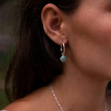 AURA EARRINGS - SILVER & GREEN LINE JASPER