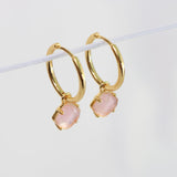 AURA EARRINGS - GOLD & ROSE QUARTZ