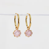 AURA EARRINGS - GOLD & ROSE QUARTZ