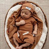 CHESTNUT RIBBED ORGANIC KNOTTED BEANIE