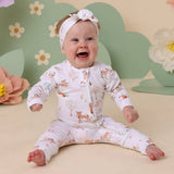 WOODLAND TALES ORGANIC ZIP ROMPER