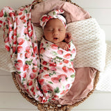 STRAWBERRY ORGANIC STRETCH WRAP & TOPKNOT SET