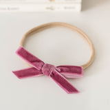 PETITE VELVET BOW HEADBAND (VARIOUS COLOURS)