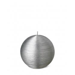 METALLIC SPHERE CANDLE - SILVER 6cm