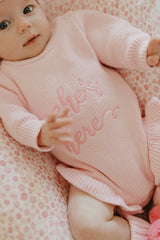 SHE'S HERE KNIT ROMPER - PINK