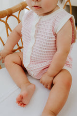 BREEZY KNIT ROMPER - PINK CORAL