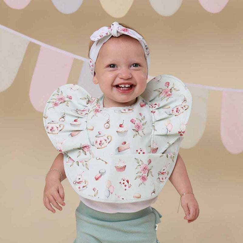 WHITE RABBIT FRILL WATERPROOF BIB