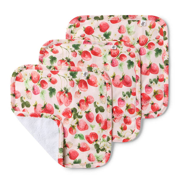 STRAWBERRY 3PK WASH CLOTHS ORGANIC