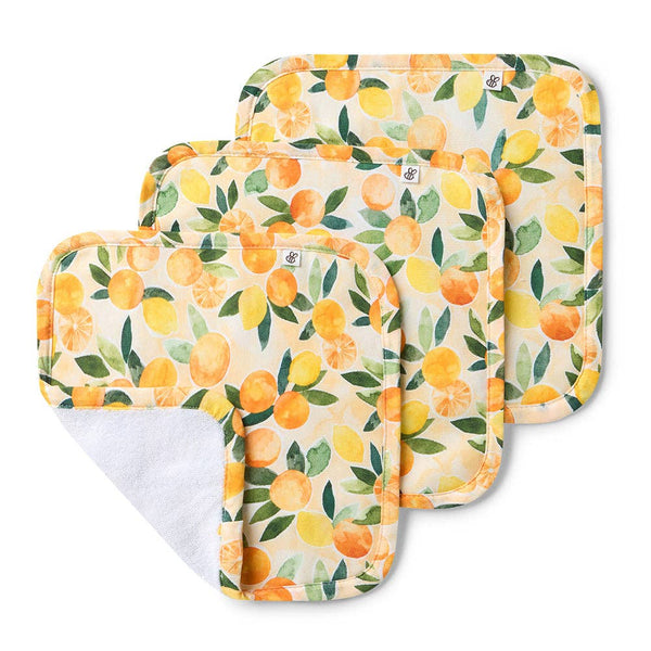 SUNNY CITRUS 3PK WASH CLOTHS ORGANIC