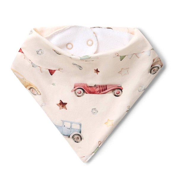 VINTAGE CARS ORGANIC DRIBBLE BIB