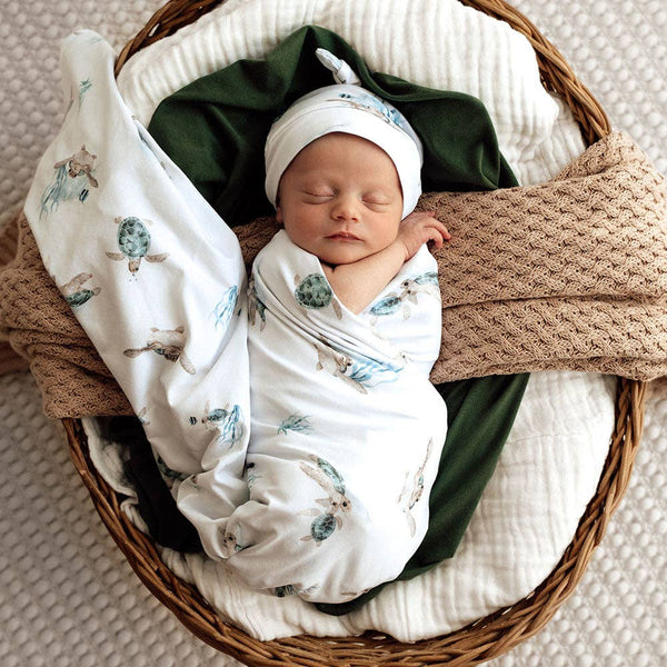 TURTLE ORGANIC STRETCH WRAP & BEANIE SET