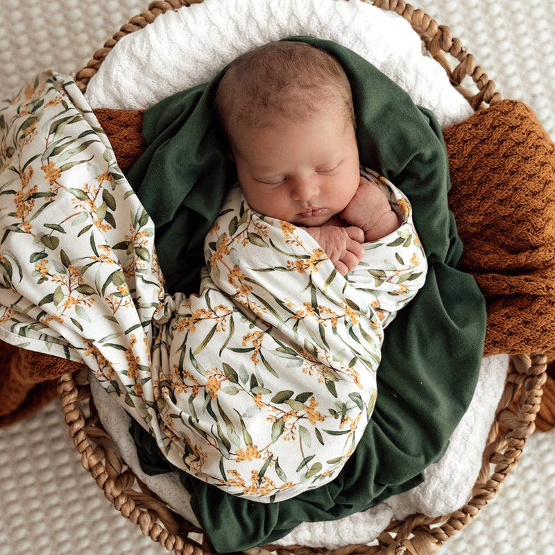 GOLDEN WATTLE ORGANIC STRETCH WRAP & TOPKNOT SET