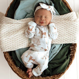WOODLAND TALES ORGANIC ZIP ROMPER