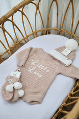 LITTLE LOVE KNIT ROMPER - BISCOTTI