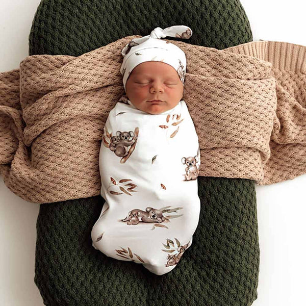 KOALA ORGANIC SWADDLE & BEANIE SET