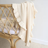 KNIT BABY BLANKET - CREAM RUFFLE