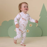 WOODLAND TALES ORGANIC ZIP ROMPER