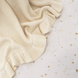 KNIT BABY BLANKET - CREAM RUFFLE