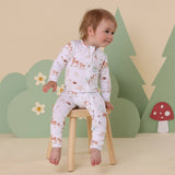 WOODLAND TALES ORGANIC ZIP ROMPER