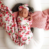 STRAWBERRY ORGANIC STRETCH WRAP & TOPKNOT SET