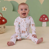 WOODLAND TALES ORGANIC ZIP ROMPER