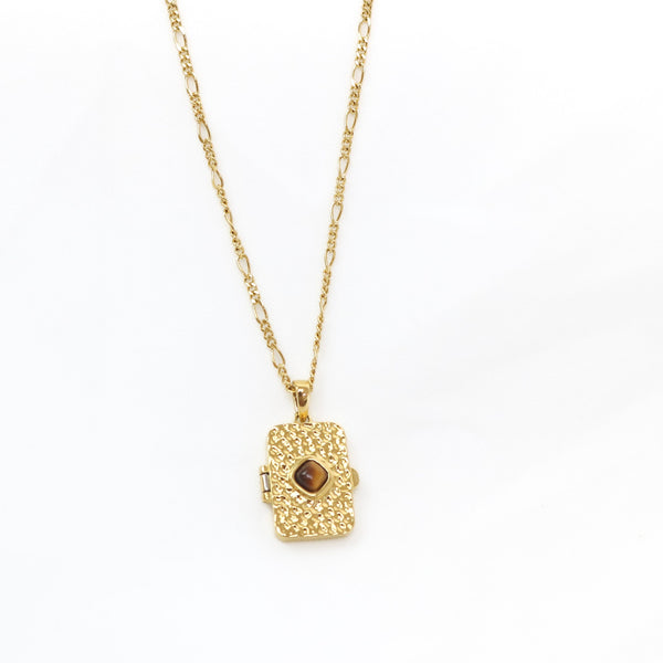 ATHENA LOCKET - GOLD & TIGERS EYE