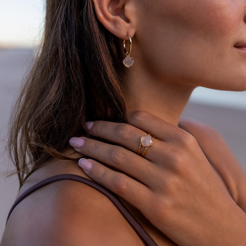 CALMING RING - GOLD & ROSE QUARTZ