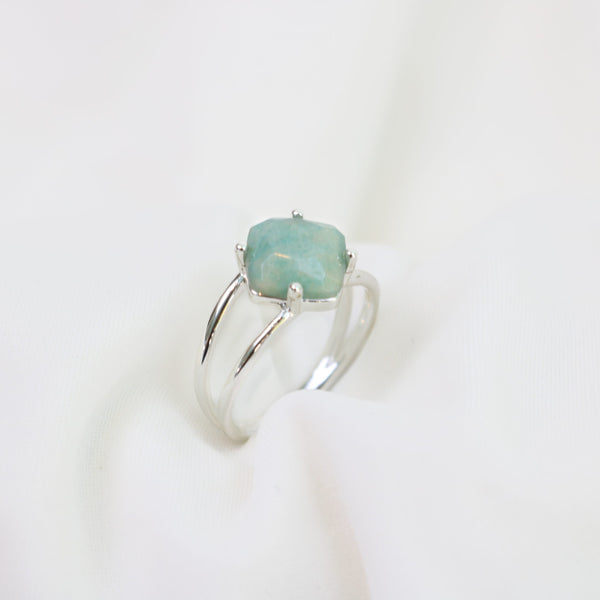 CALMING RING - SILVER & GREEN LINE JASPER
