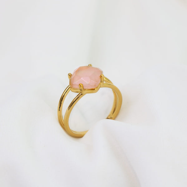 CALMING RING - GOLD & ROSE QUARTZ