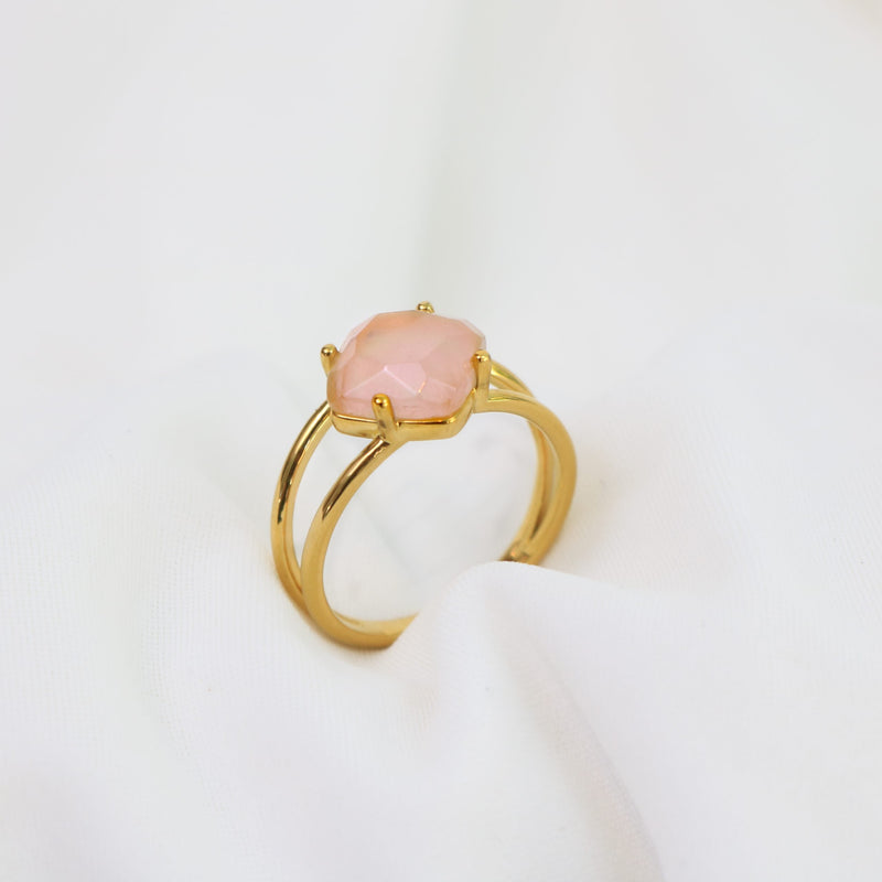 CALMING RING - GOLD & ROSE QUARTZ