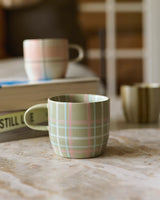 CATS PYJAMAS MUG - SAGE BLUSH CHECK
