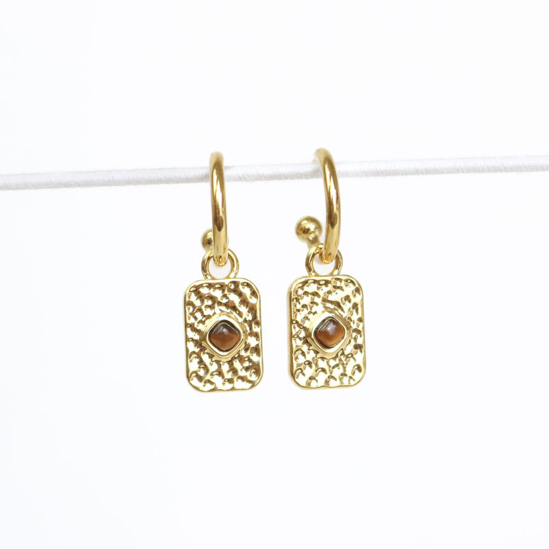 COURAGE EARRINGS - GOLD & TIGERS EYE