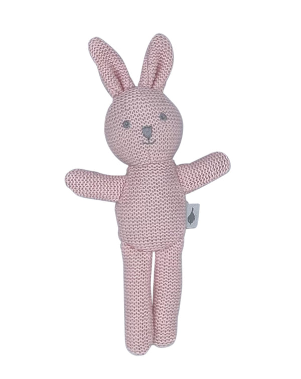 KNITTED BUNNY RATTLE - PINK