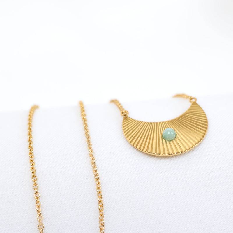 MOON BEAM NECKLACE - GOLD & GREEN AMAZONITE