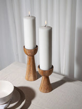 NATURAL WOOD PILLAR CANDLE HOLDER - 2 SIZES