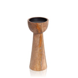 NATURAL WOOD PILLAR CANDLE HOLDER - 2 SIZES