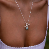 PURE NECKLACE - SILVER & GREEN LINE JASPER