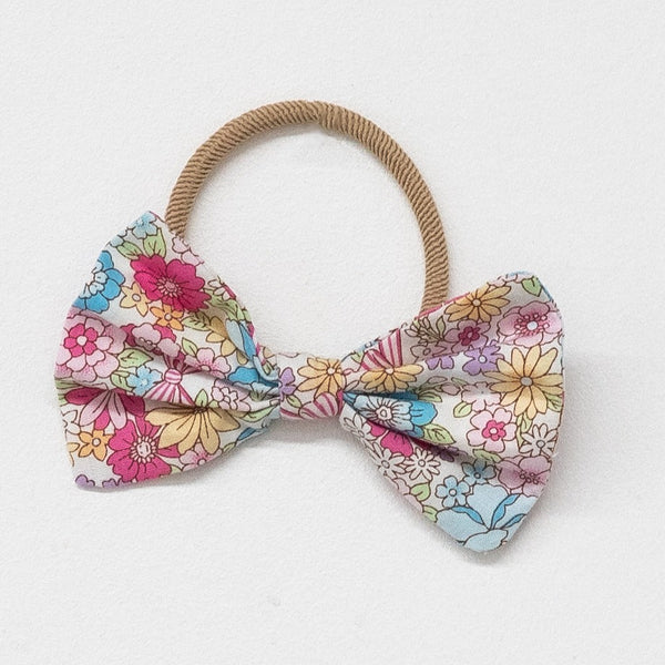 BOW HAIR TIES - PK 2 (VARIOUS COLOURS)