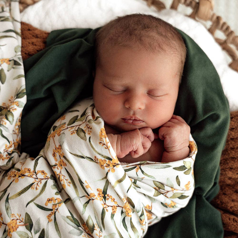GOLDEN WATTLE ORGANIC STRETCH WRAP & TOPKNOT SET
