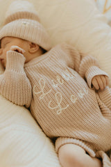 LITTLE LOVE KNIT ROMPER - BISCOTTI