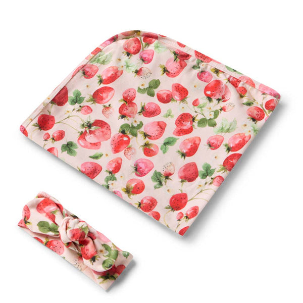 STRAWBERRY ORGANIC STRETCH WRAP & TOPKNOT SET