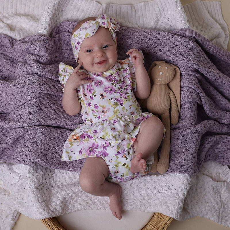 LAVENDER KNIT BABY BLANKET