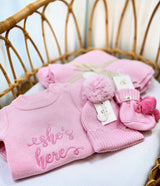 SHE'S HERE KNIT ROMPER - PINK
