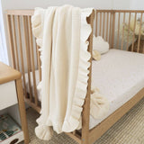 KNIT BABY BLANKET - CREAM RUFFLE
